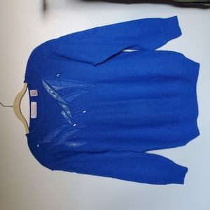 Vintage 80s 90s silk and angora vibrant Karen Scott sweater size large